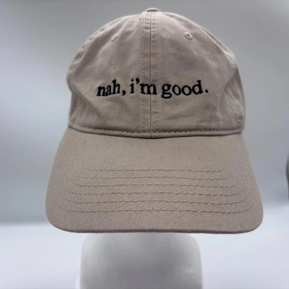 Embroidered 'nah, i'm good.' Beige Dad Hat - Picture 5 of 5